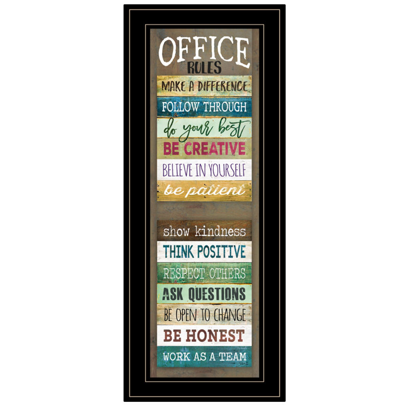 "Office Rules" By Marla Rae, Ready to Hang Framed Print, 21" H X 9" W X 1" D, Black