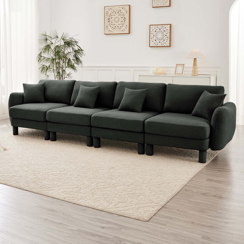 Canapé 4 places Boucle, 4, H 35 po x l 141 po x P 35,9 po, Gris foncé