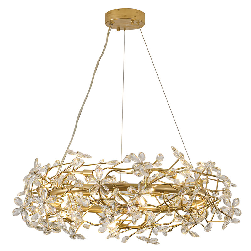 Transitional 12-Light Gold Crystal Chandelier 