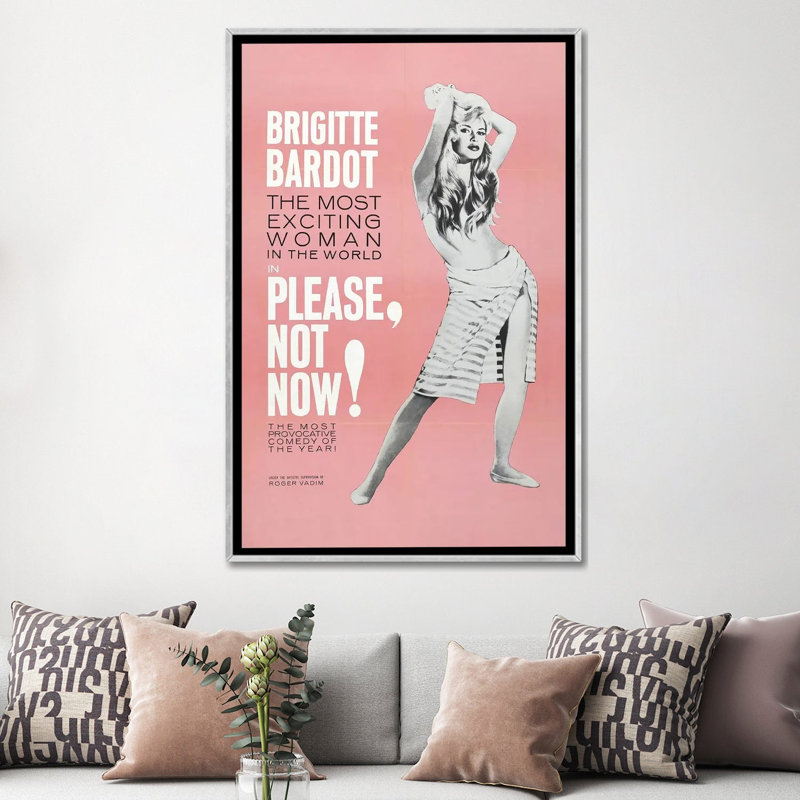 Veuillez ne pas maintenant - reproduction d'art murale - toile encadrée, 60" x 40", Framed Canvas, Silver