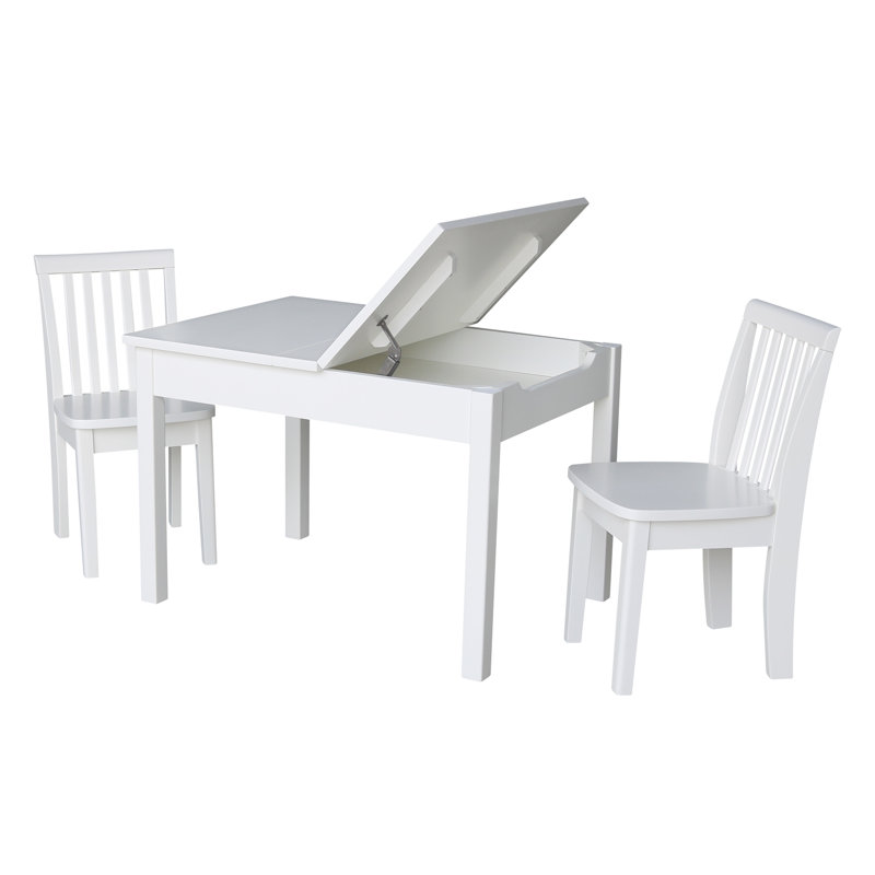 Rozanne Kids 3 -Piece Solid Wood Activity Table and Chair Set, White