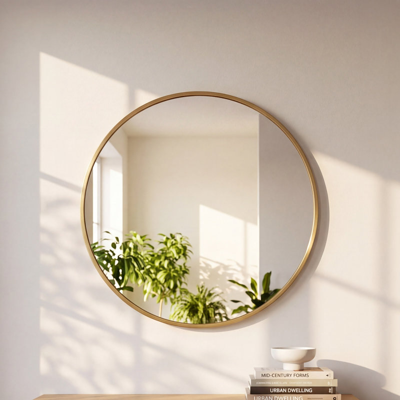 Roberts Mirror, 32" x 32", Gold, Metal