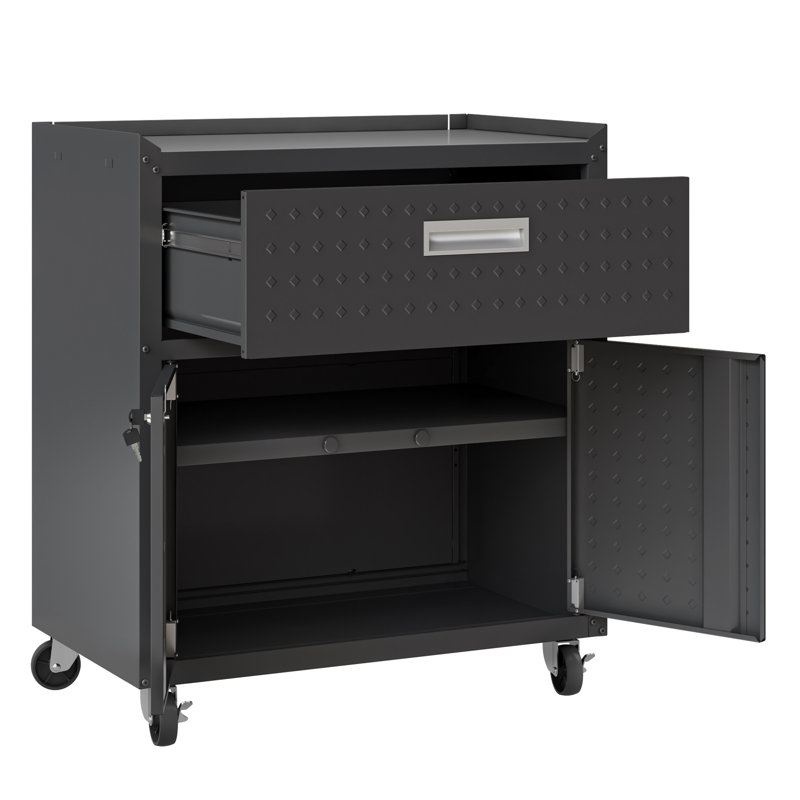 Rolling Garage Cabinet In Charcoal Gray, Charcoal Gray