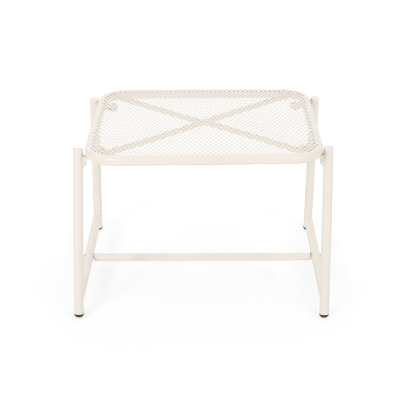 Table d'appoint d'extérieur Abram, H 13,25 po x l 19,5 po x P 18 po, Blanc mat