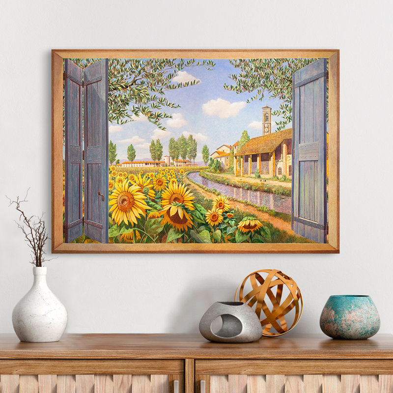 Cottage Among The Sunflowers by Andrea Del Missier - Wrapped Canvas Print, 70cm H x 100cm W x 4cm D