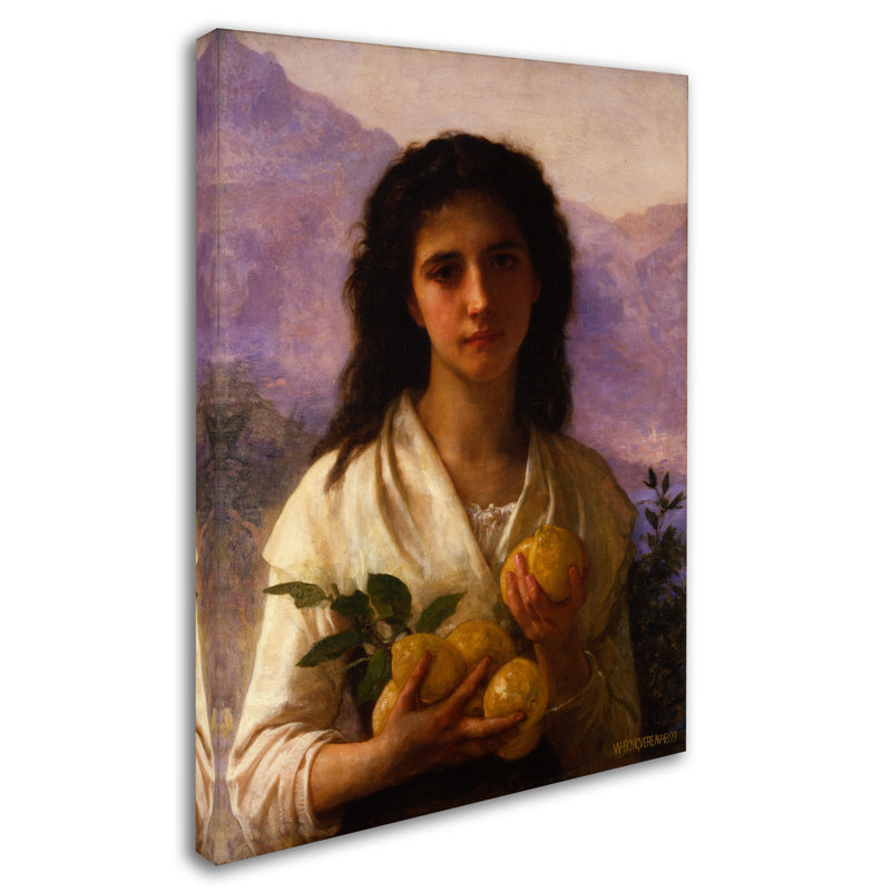 « fille holding citrons », reproduction sur toile tendue, H 19 po x l 14 po