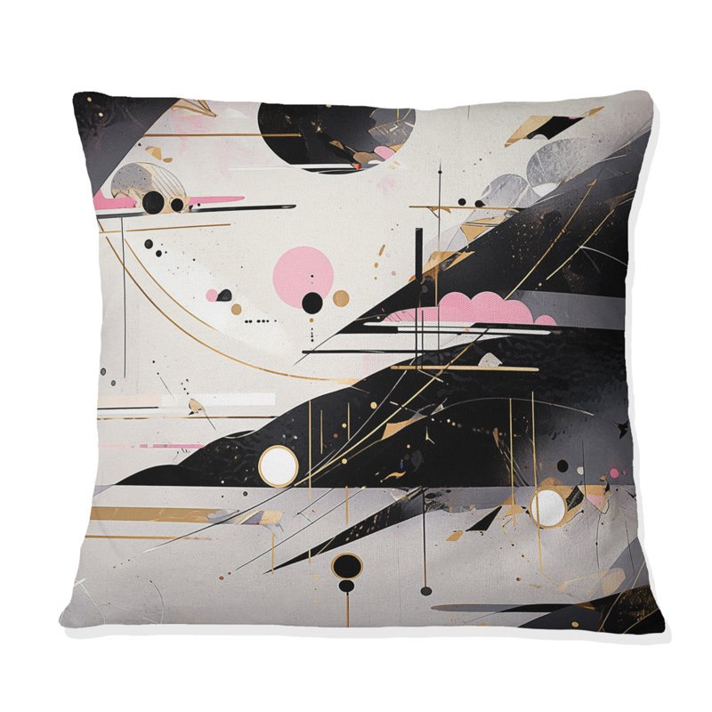 Coussin décoratif rose à rayures audacieuses - Cubisme