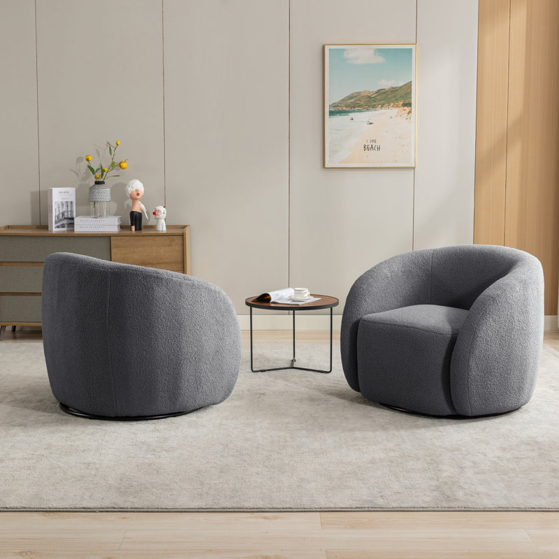 Fauteuil pivotant rembourré Katherline, Mélange de polyester gris