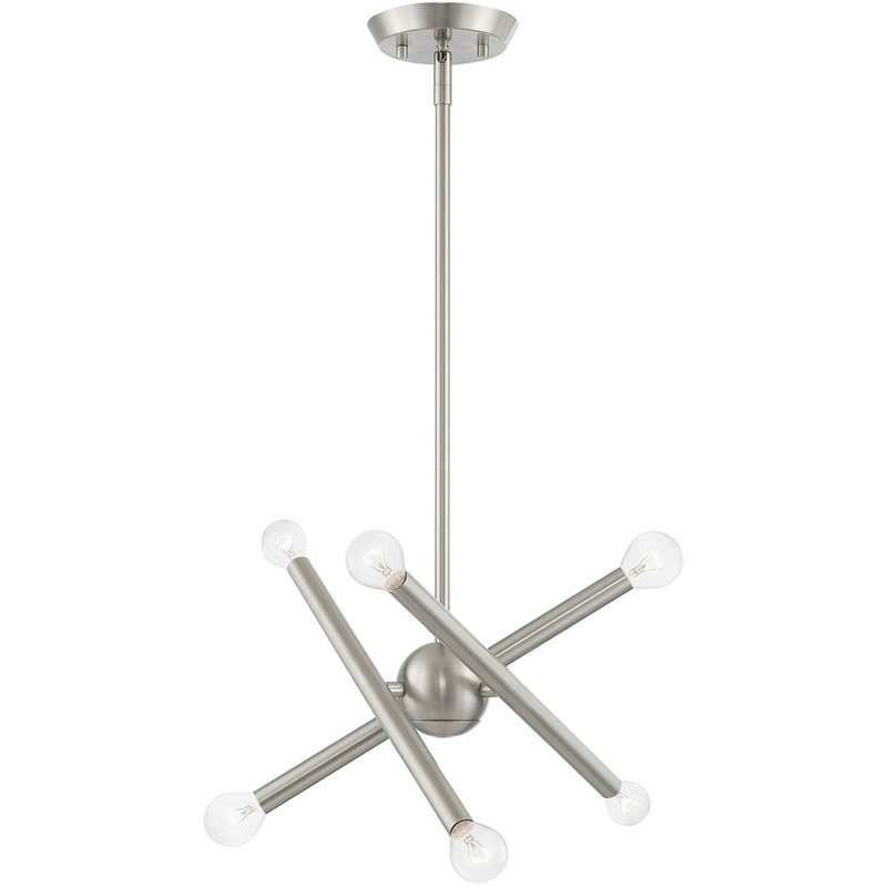 Lustre classique à 6 lumières Chiann, Nickel brossé