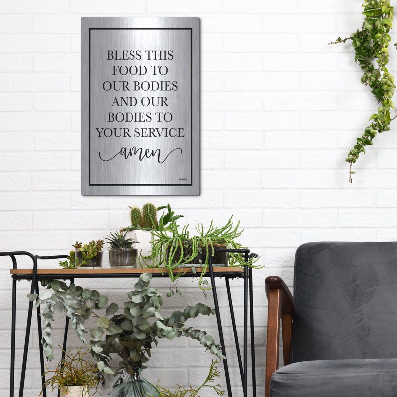 «Bless This Food» par Imparfect Dust, art mural en métal, 16 po x 24 po, H 16 po x l 12 po