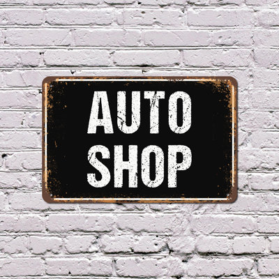 Auto Shop 11 Inch x 17 Inch Plastic Sign