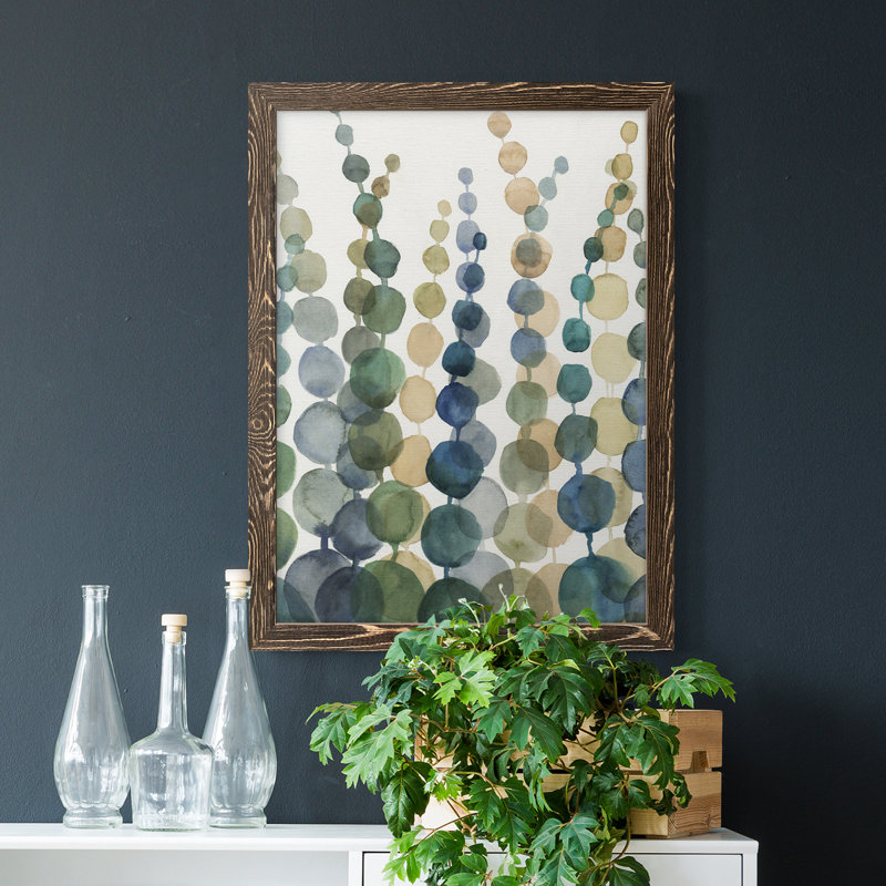 «Pompom Botanical I», toile encadrée de qualité supérieure - prête à être accrochée, Noyer, H 32 po x l 23 po x P 1 po