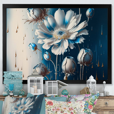 " Ice Blue Daisy II " Painting Print