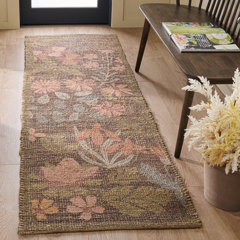 Saffron 405 Hand Woven Performance Floral Rug, Runner 2'3" x 8'