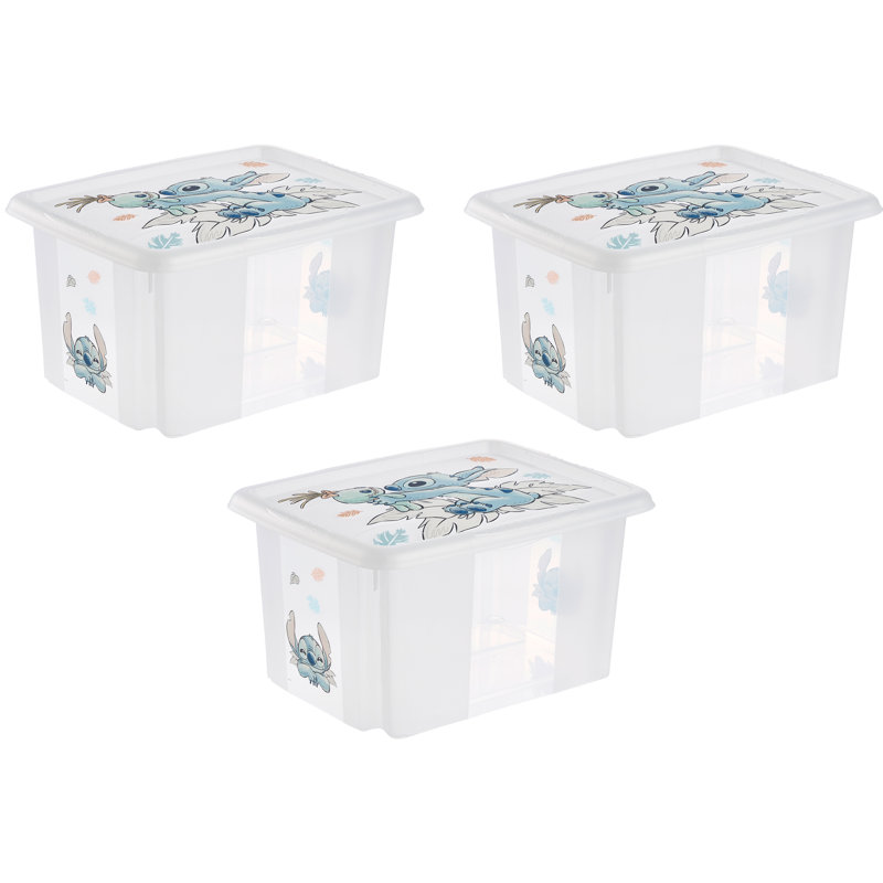 Set of 3  Stitch Turning Stacking Box with Lid - Clear, 15L