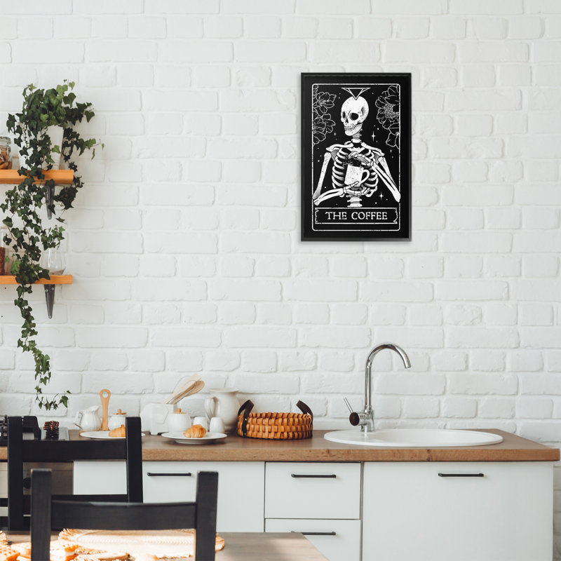 «The Coffee Skeleton Tarot», dessin par EduEly Designs, Giclée encadrée noir minuit, H 18 po x l 12 po