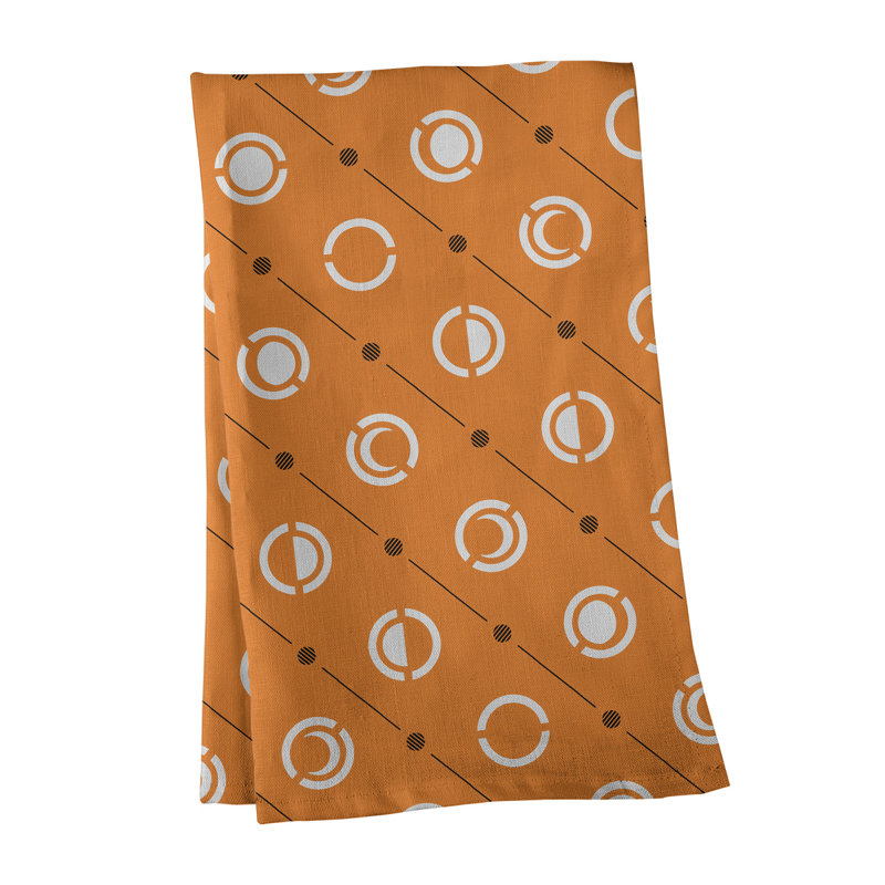 Torchon Moon phases, Orange / blanc / noir, Polyester sergé