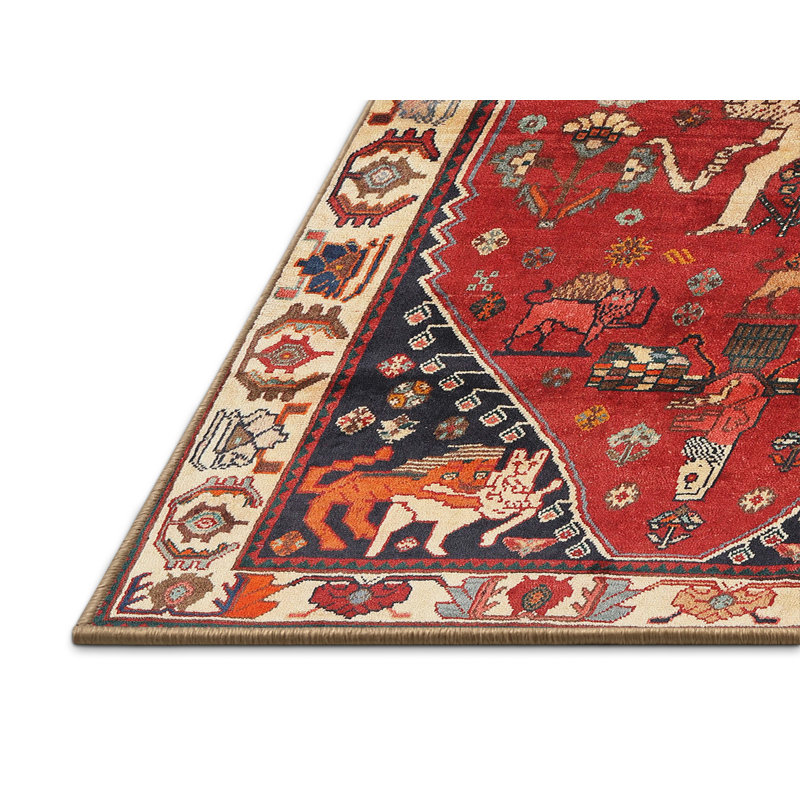 Tapis oriental rouge / beige / noir, Rectangle 8 pi x 12 pi