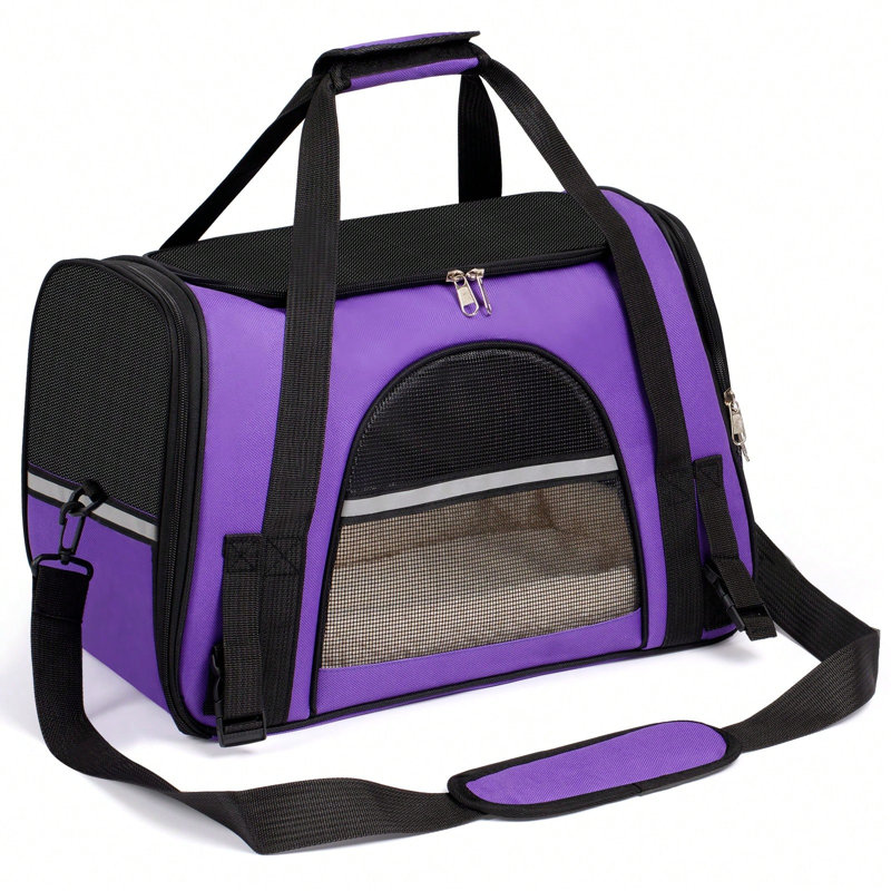 Sac de transport pour chien pour animaux de compagnie de taille moyenne - Sac de chat et de chiot pliable à côtés souples, approuvé par la compagnie aérienne, transporteur de voyage portable jusqu'à 20 lb