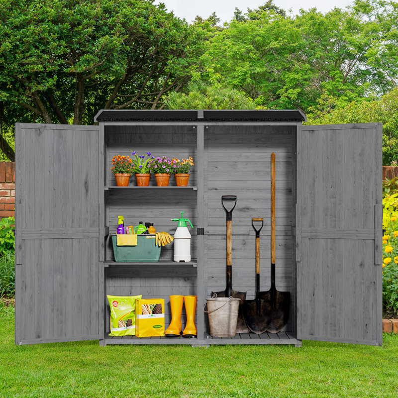 4 ft. 7 in. W x 1 ft. 5 in. D Solid Wood Vertical Tool Shed, Gray