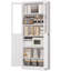 Grand garde-manger en métal de 72 po avec tablettes réglables, blanc, autoportant pour la cuisine, le salon, les portes de rangement de style moderne blanc de 72 po et l'ensemble de 5 outils, adapté