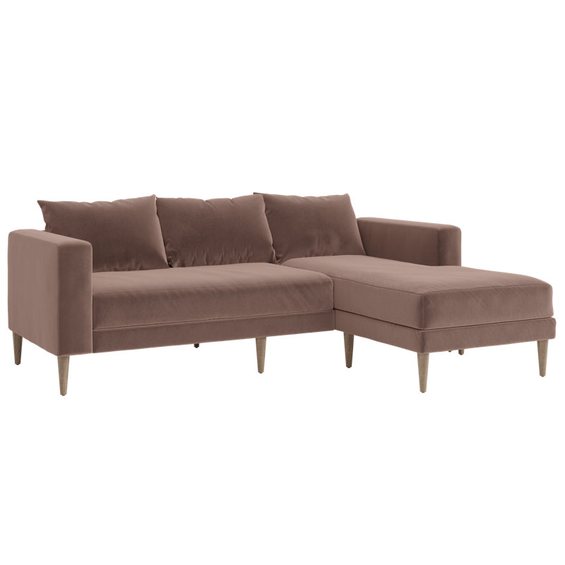 Essential Sectional, Dusty Rose Recycled Velvet, Natural