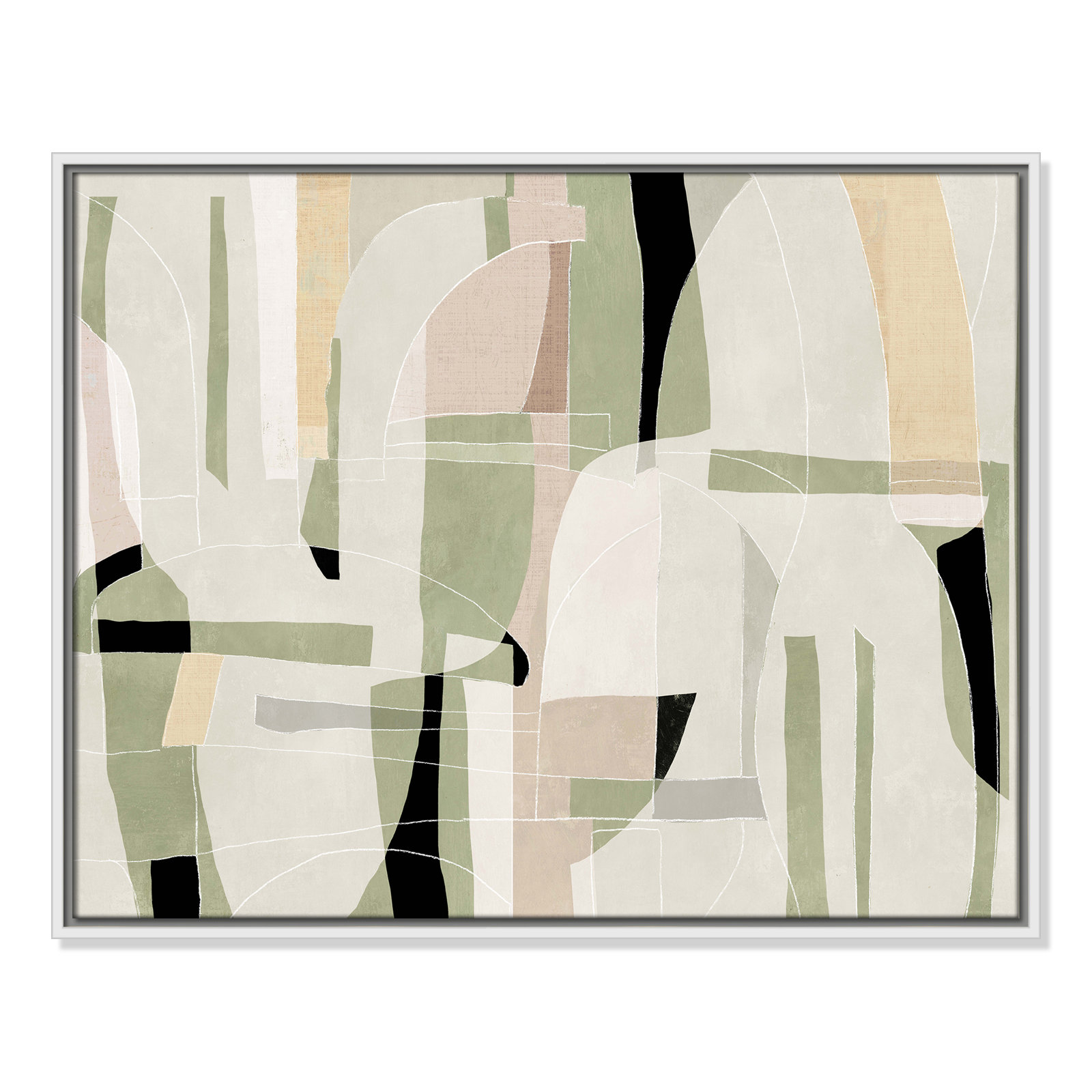 Sunny Barcelona - Floater Frame Canvas, 29.5" W x 23.5" H, White