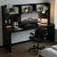Bureau rectangulaire en bois massif noir, bureau-118342337