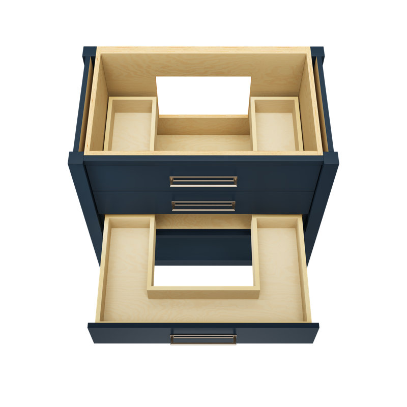 Kiawah Three-Drawer Single Bath Vanity, Hague Blue, Satin Nickel, 36"