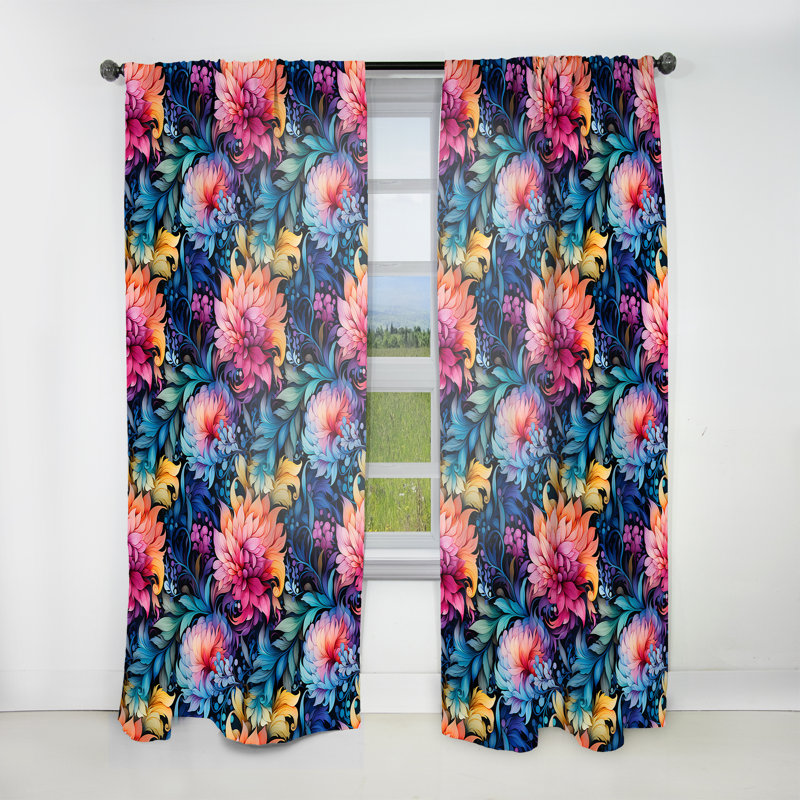 Motif cachemire motif aquarelle II - Rideau floral - Rideau floral obscurcissant - 1 panneau, L 52 po x L 63 po