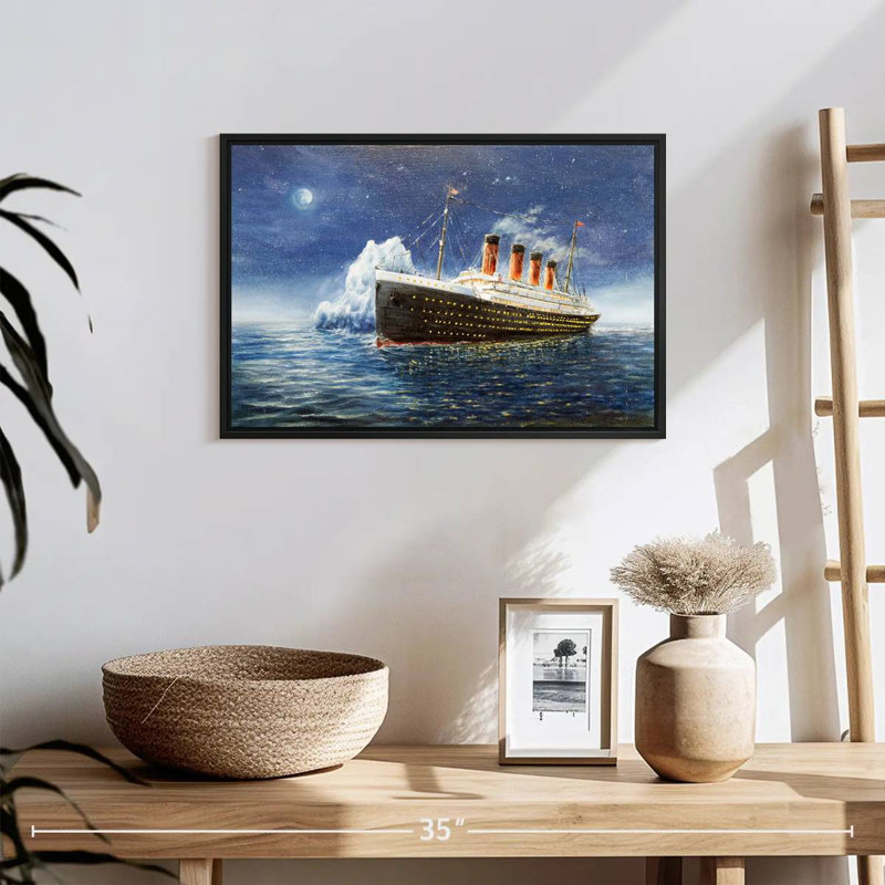 Titanic, 19" X 13", Floating Frame Black