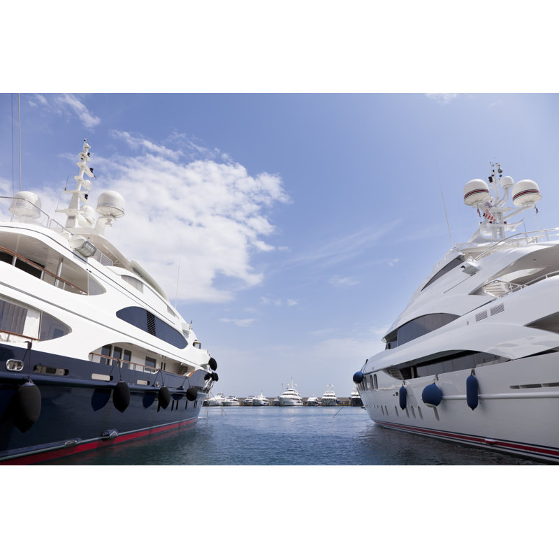 Two Big Yachts In Marina by PetrePlesea - No Frame Art Prints on Canvas, 30cm H x 46cm W