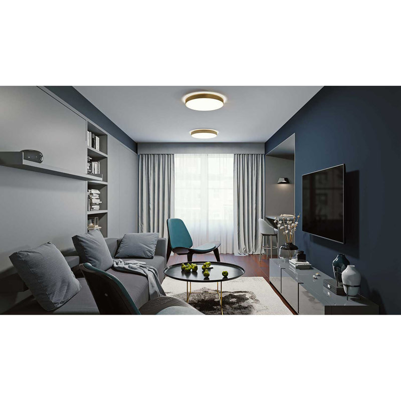 Parkchester Acrylic LED Flush Mount, Satin Brass, 3" H x 12" W x 12" D