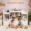 Boîte de rangement pour chambre de bébé 63 po, rangement pour animaux en peluche de 132 L, 4 tiroirs à roulettes, armoire de rangement à 2 cubes, bibliothèque pour tout-petits 4 en 1 pour salle de jeux, chambre de bébé, chambre à coucher (blanc)-2073073734