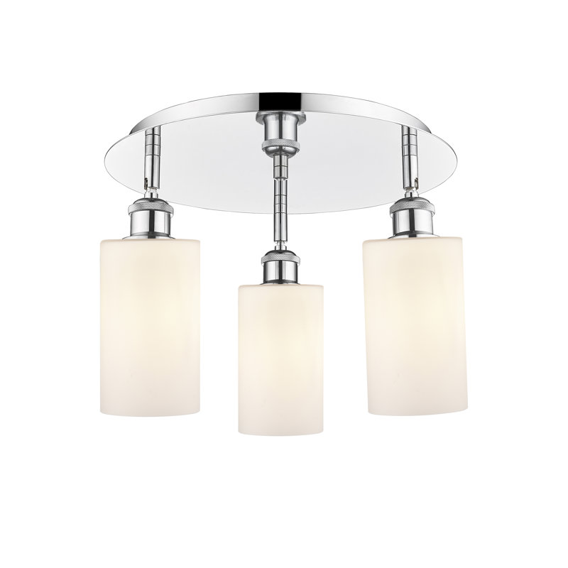 Ervine Glass Semi Flush Mount, Polished Chrome, Matte White