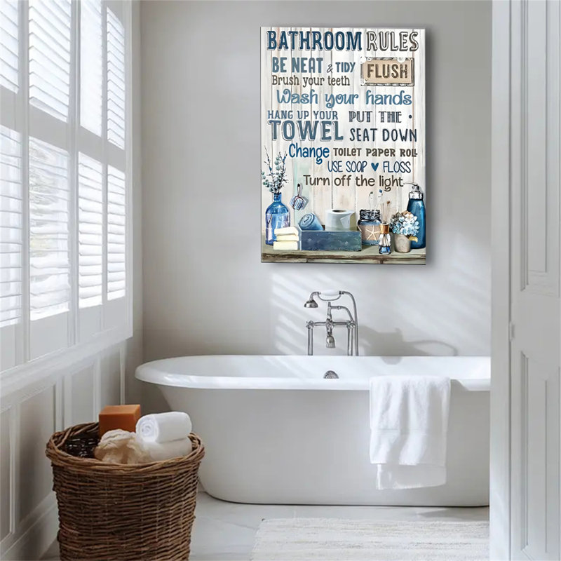 Affiche de salle de bain bleue, 12x18inch