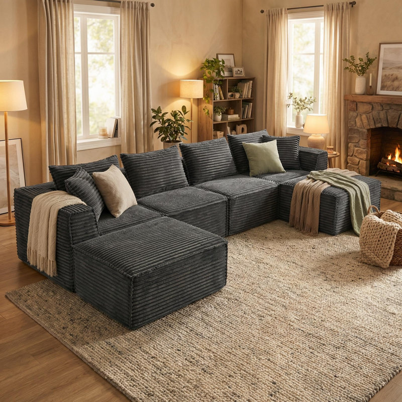 Canapé modulaire Cloud, H 31,5 po x l 137 po x P 65,8 po, Gris