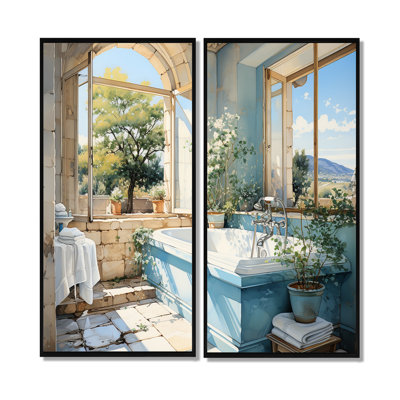 «Bathroom Bathroom Fresh» - art mural bleu