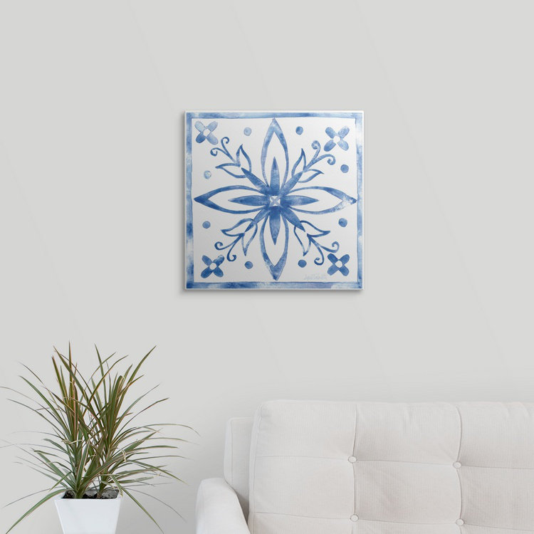 « i blue », reproduction d’impression anne tavoletti Tile Stencil, H 20 po x l 20 po x P 1,5 po, Toile