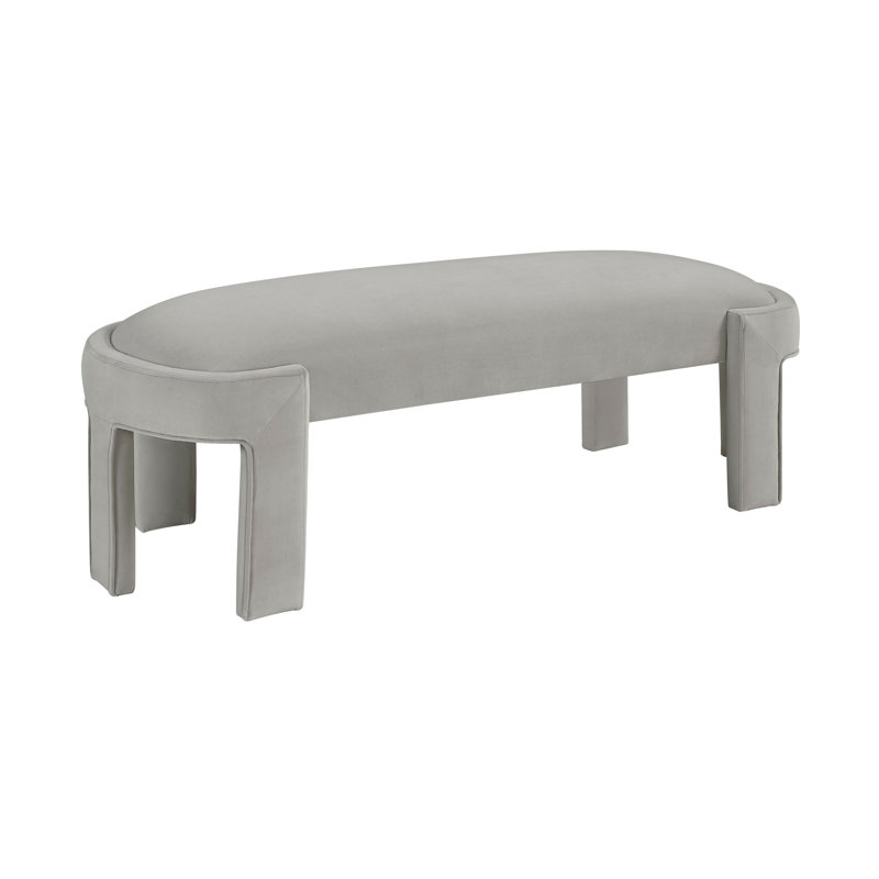 Elegant Taupe Velvet Fabric Upholstered Bench, Plywood Frame, 54" Overall Length, 300Lb Weight Limit For Interior Decor Soft - Seating High Density Foam, 300Lbs Capacity Home Entrance