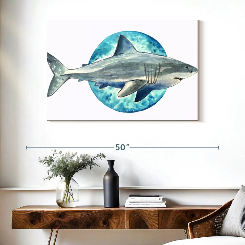 Watercolor Shark, 26" H x 39" W