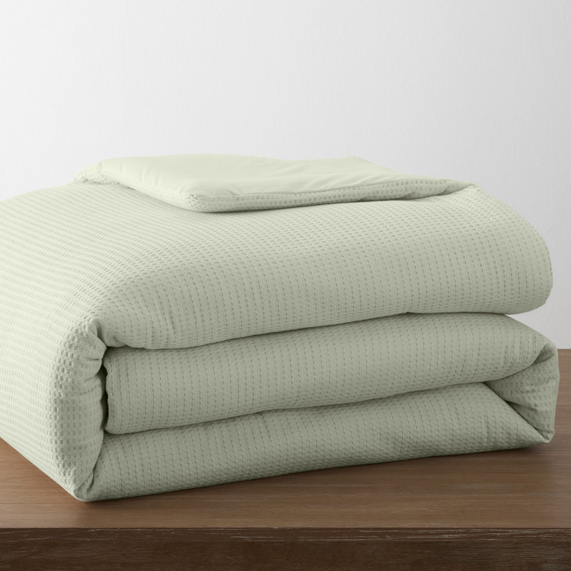 Felix Cotton Waffle Comforter Set, Sage, King / Cal King Comforter + 2 King Shams