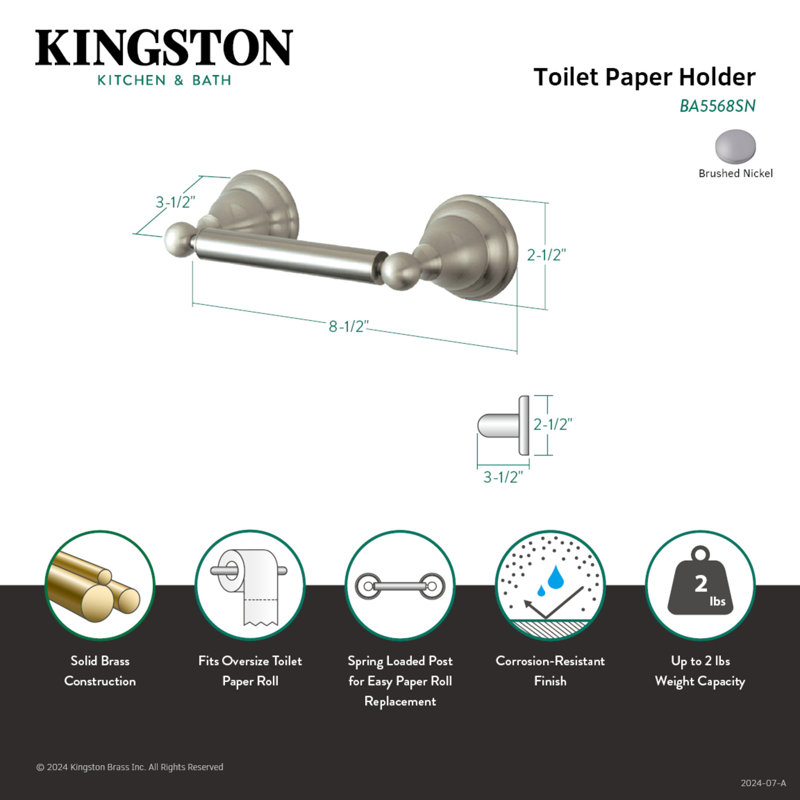 Porte-papier hygiénique Kingston Brass Royale, Nickel brossé