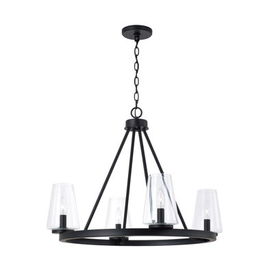 Lustre 28 lumières noir mat avec verre transparent H 28,5 po x H 21,5 po
