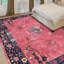 Tapis rose et bleu de haute qualité noué à la main