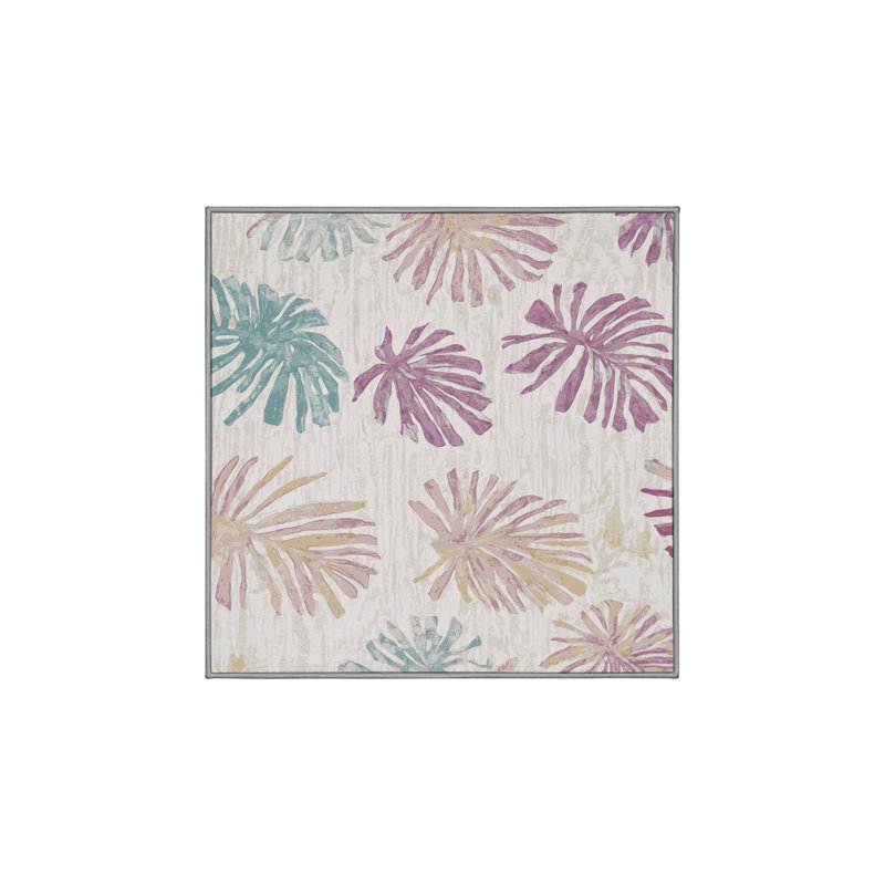 Machine Washable Gray Area Rug, Square 3'