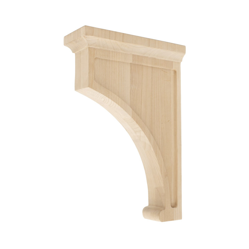 12" x 3" x 8" Unfinished Alder Traditional Wood Corbel