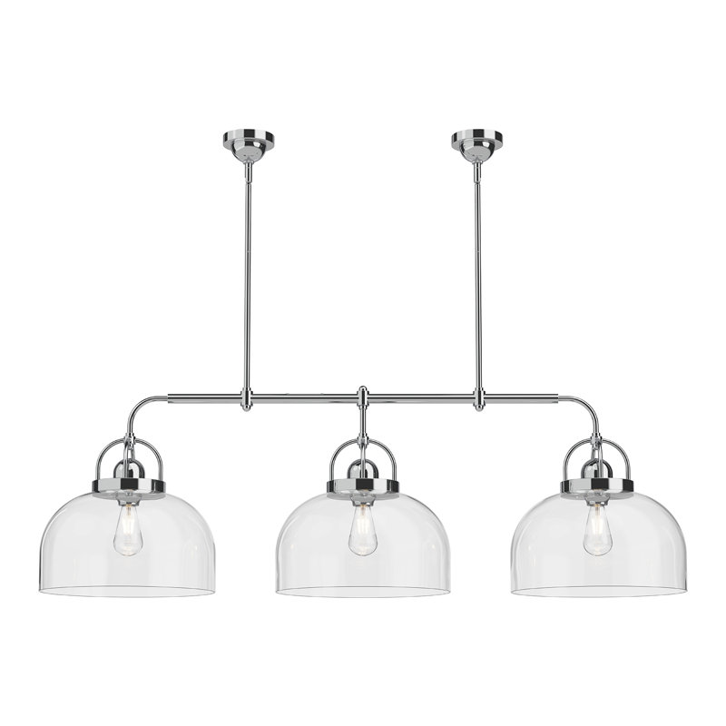 Luminaire suspendu en dôme pour îlot de cuisine à 3 lumières Alwaleed, Chrome