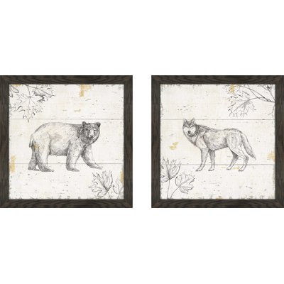 « sauvage et magnifique vii », ensemble de 2 reproductions de dessins encadrées