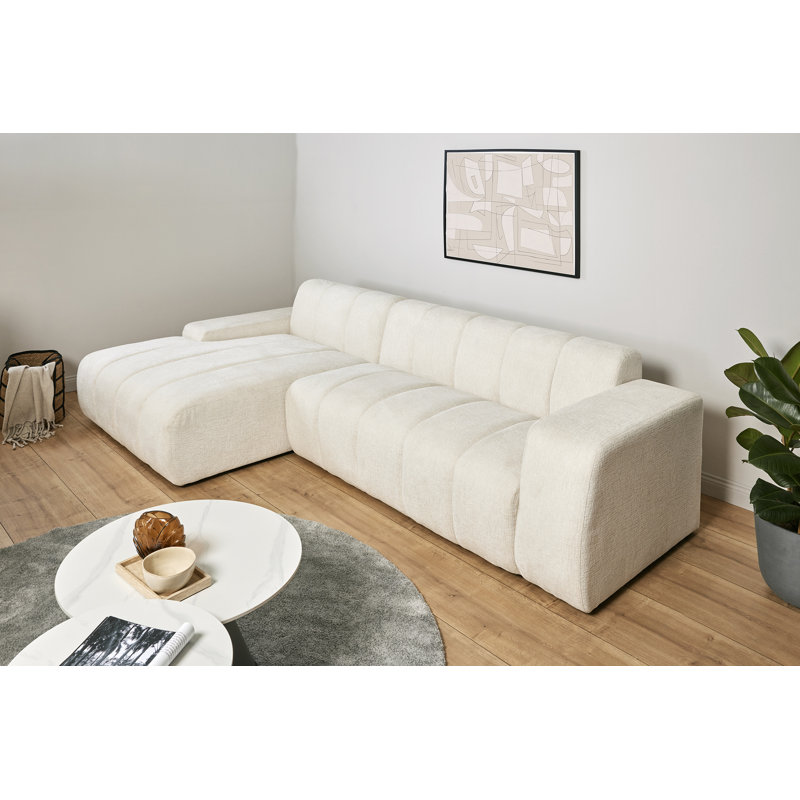 Charee Corner Sectional, White Boucle, Left Hand Facing